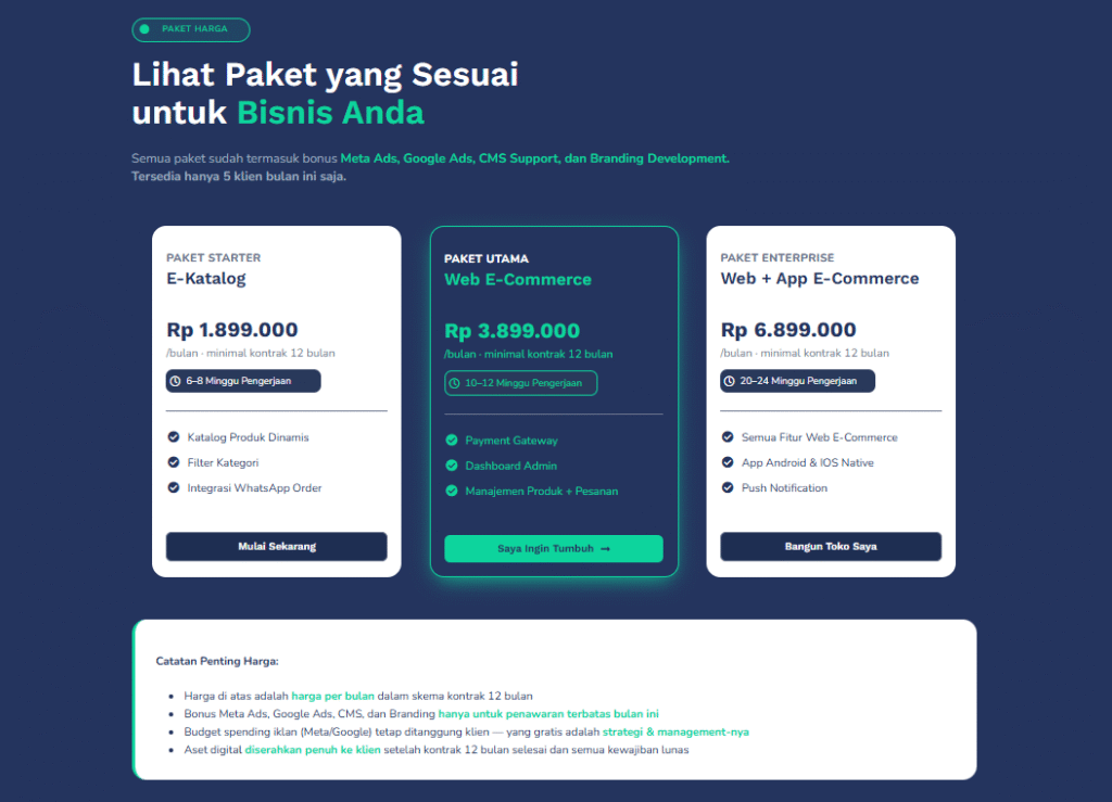 Paket website ecommerce cicilan untuk bisnis online dari Jangkar Digital