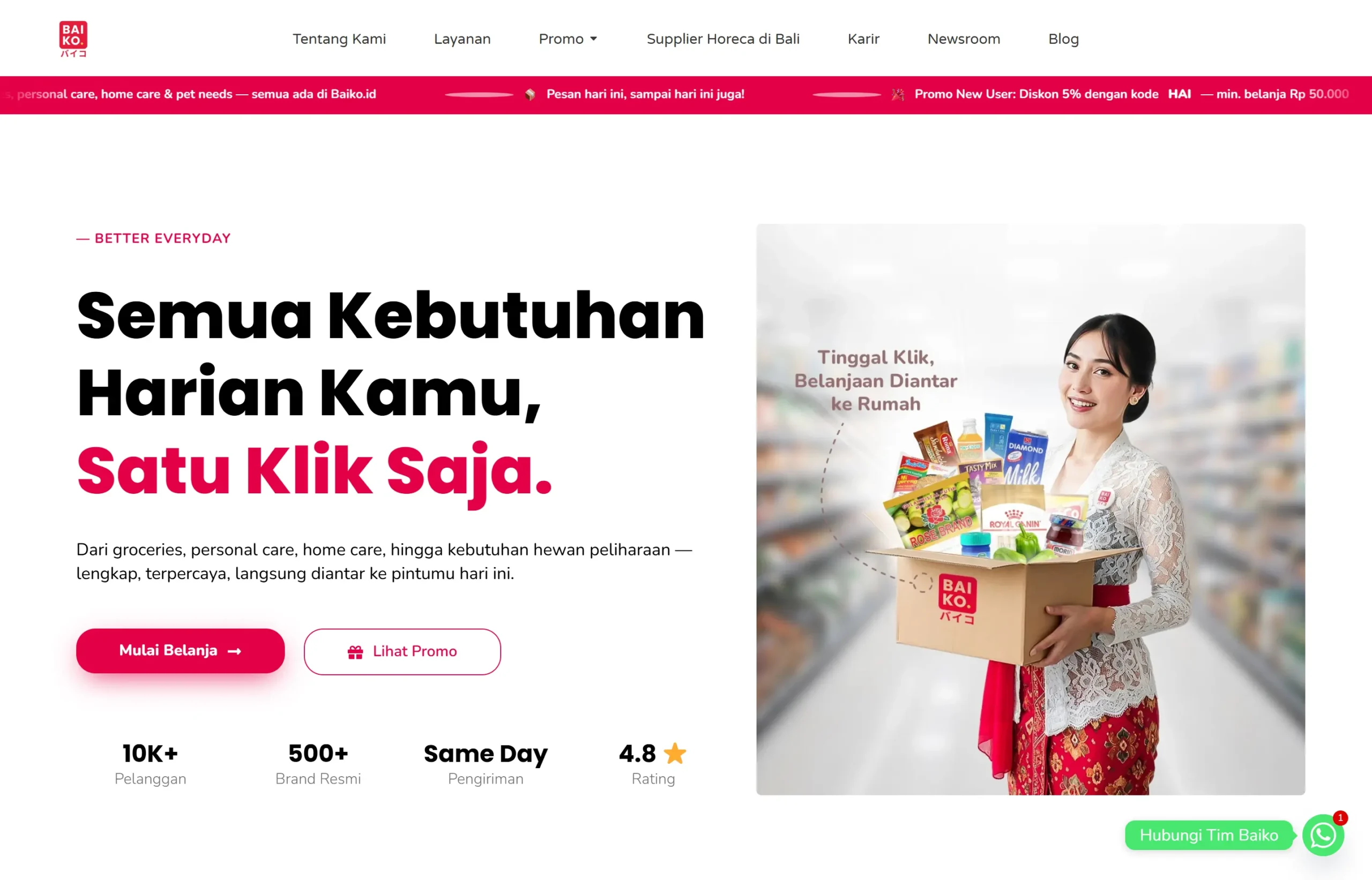 Baiko About — Screenshot Homepage