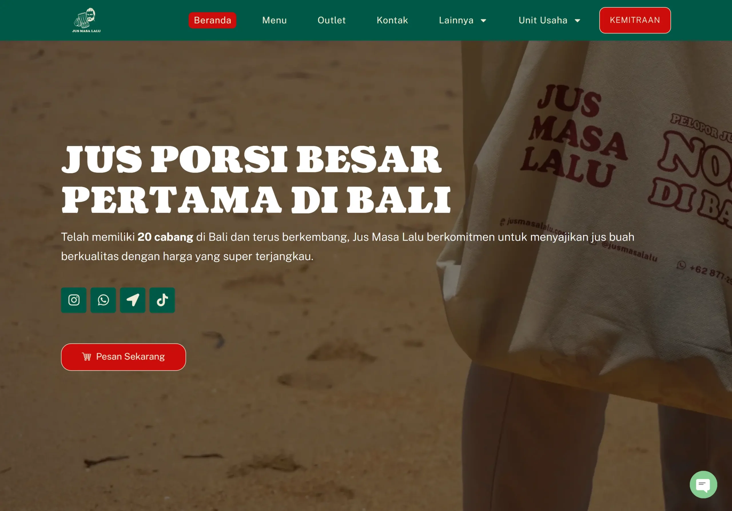 Jus Masa Lalu — Screenshot Homepage
